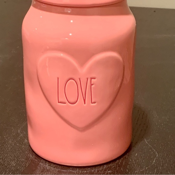 Rae Dunn LOVE Embossed Heart Pink Valentine’s Day Canister - Picture 2 of 10